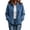 Blue, variant on Womens Coat Stand Collar Fleece Jacket Drawstring Hem Fluffy Lamb Wool Warm Coat, Blue S-2XL