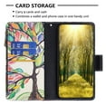 thumbnail image 5 of iPhone 16 Case Zipper Purse Embossed Pattern Premium Leather Wallet Cover Flip Stand Card Slots Holder Magnetic Closure with Wrist Strap Case for iPhone 16, Tree, 5 of 9
