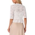thumbnail image 3 of INSPIRE CHIC Lace Shrug for Women's Evening Wedding Half Sleeve Ruffle Hem Elegant Shrug XS White, 3 of 5