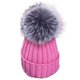 thumbnail image 1 of Gorro de punto con pompón para mujer, forro polar térmico de invierno, con pompón sintético, 1 of 6