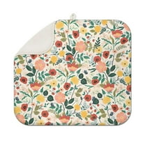 Pioneer Flower Floral Print Pattern Dish Drying Mat for Kitchen 1 Pack, Ultra Absorbent Microfiber Dishes Drainer Mats,16"x18"