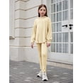 thumbnail image 4 of Arshiner Girl's 2 Piece Fall Outfits Rib-Knit Sweaters Set Knit Hoodie and Sweatpants, 4 of 6