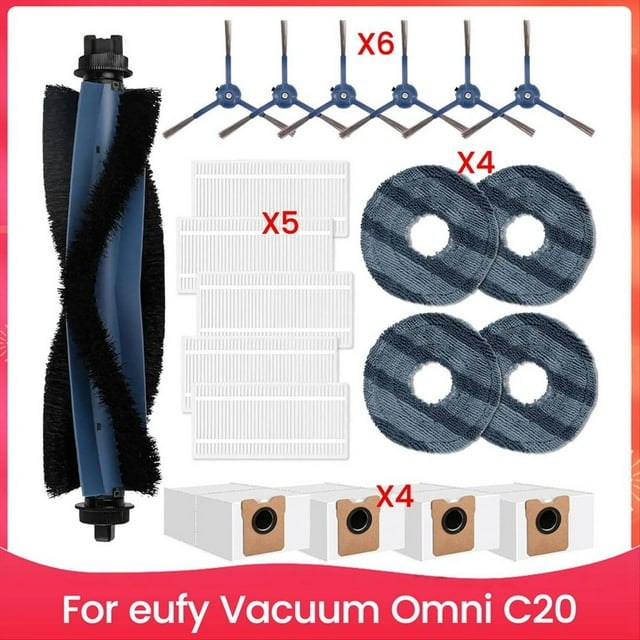 Piezas de Repuesto para Aspiradora para Omni C20, Cepillo Lateral Principal, Filtro HEPA, Paño de Fregona, Bolsas para Polvo, Kit de Accesorios