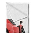 thumbnail image 2 of Manly Soft Flannel Fleece Blanket, Red Super Sports Car Lifestyle Automobile Transport Modern Urban City Life Theme, Cozy Plush for Indoor and Outdoor Use, 50" x 70", Red White Black, by Ambesonne, 2 of 5
