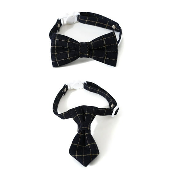 Christmas Pet Collar for Cats Dogs PlaidBowtie Festival Party Pet Necktie Costume Accessories Breakaway Collar 2PCS