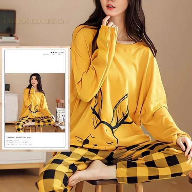 Pijamas de poliéster con lunares para mujer, ropa de dormir de manga larga, conjuntos de ropa para el hogar, ropa de dormir informal de dibujos animados, talla 5XL, primavera y otoño