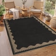 thumbnail image 2 of Nanan 5'x7' Modern BordeOrange Area Rug Natural Solid Rug, Farmhouse Washable Rug Non-Slip Indoor Carpet for Living Room Bedroom Home Office, Black, 2 of 9