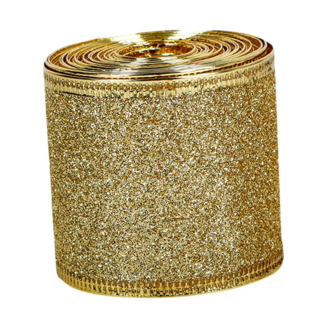 Cinta de regalo de Navidad, decoración navideña artesanal, fácil de llevar, resistente al desgaste, cinta para envolver regalos, creativa para adornos Dorado