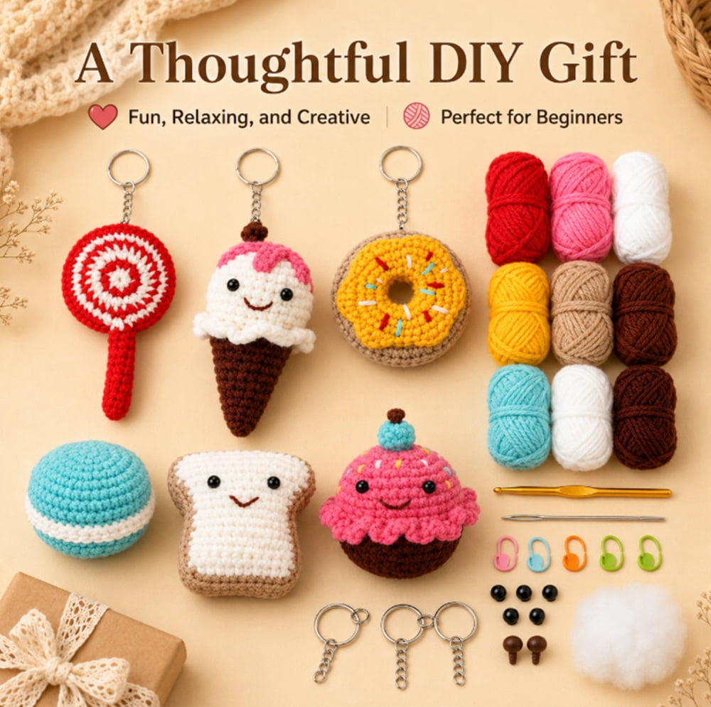 6 Pack Desert Crochet Kit for Beginners, Desert Amigurumi Starter Set with Step by Step Video Tutorials, TIKA