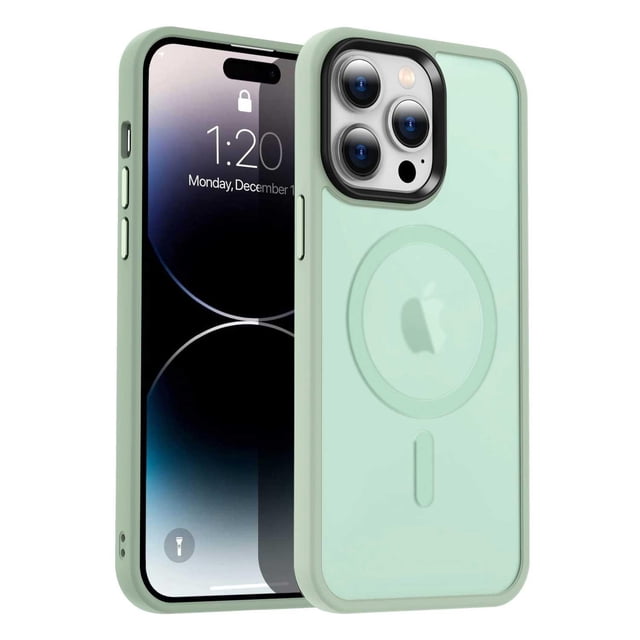 Funda TEKKU Matte Style para iPhone 15 PRO MAX Trans Verde compatible con MagSafe