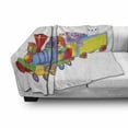 thumbnail image 3 of Cartoon Soft Flannel Fleece Throw Blanket, Clown Cat and Bunny Sitting in the Train Kids Toys Style Funny Cheerful, Cozy Plush for Indoor and Outdoor Use, 50" x 70", Multicolor, by Ambesonne, 3 of 6