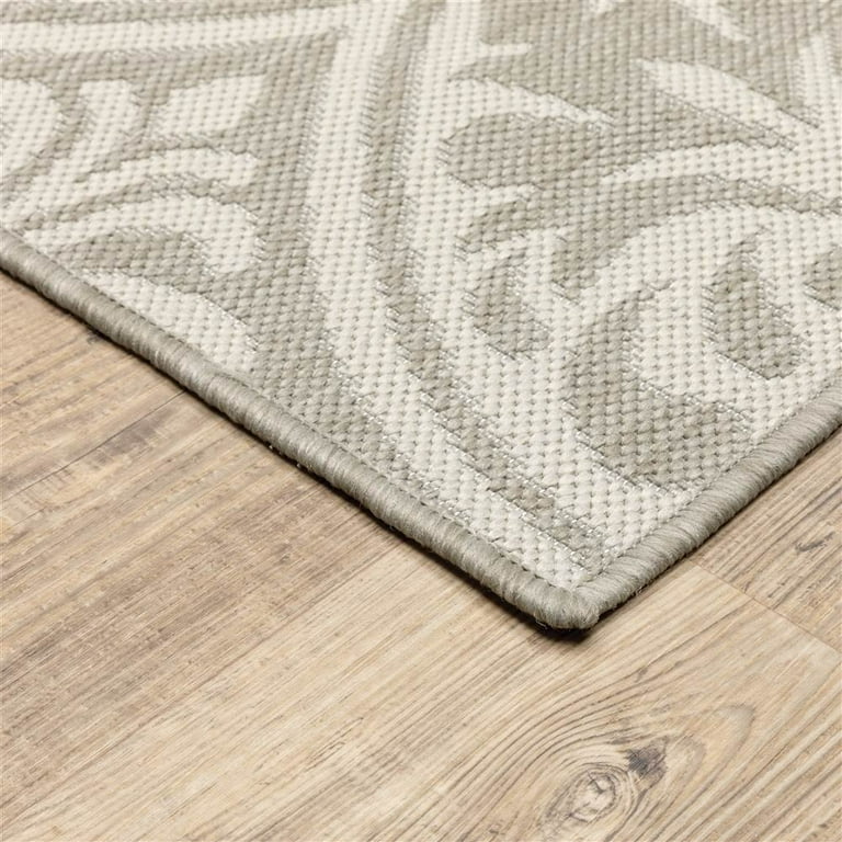 Sphinx Portofino Area Rug 1831H Outdoor Grey Angled Rows 6' 7" x 9