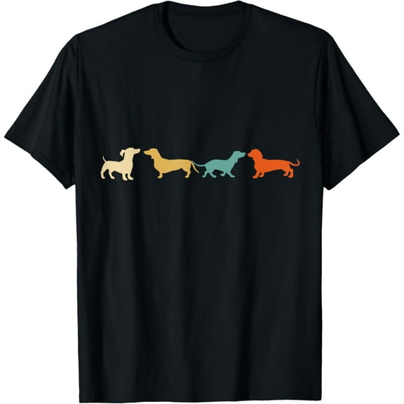 Dachshund Shirt Vintage Retro Wiener Dog Tee Gift T-ShirtMen and women, White Black T-shirt, size: Extra large S-415XL