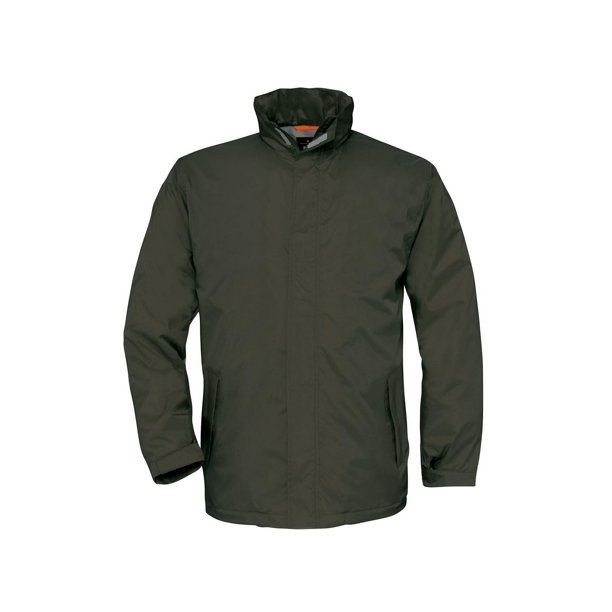B&C - Chaqueta impermeable de forro polar con capucha modelo Ocean Shore para hombre (Oliva)