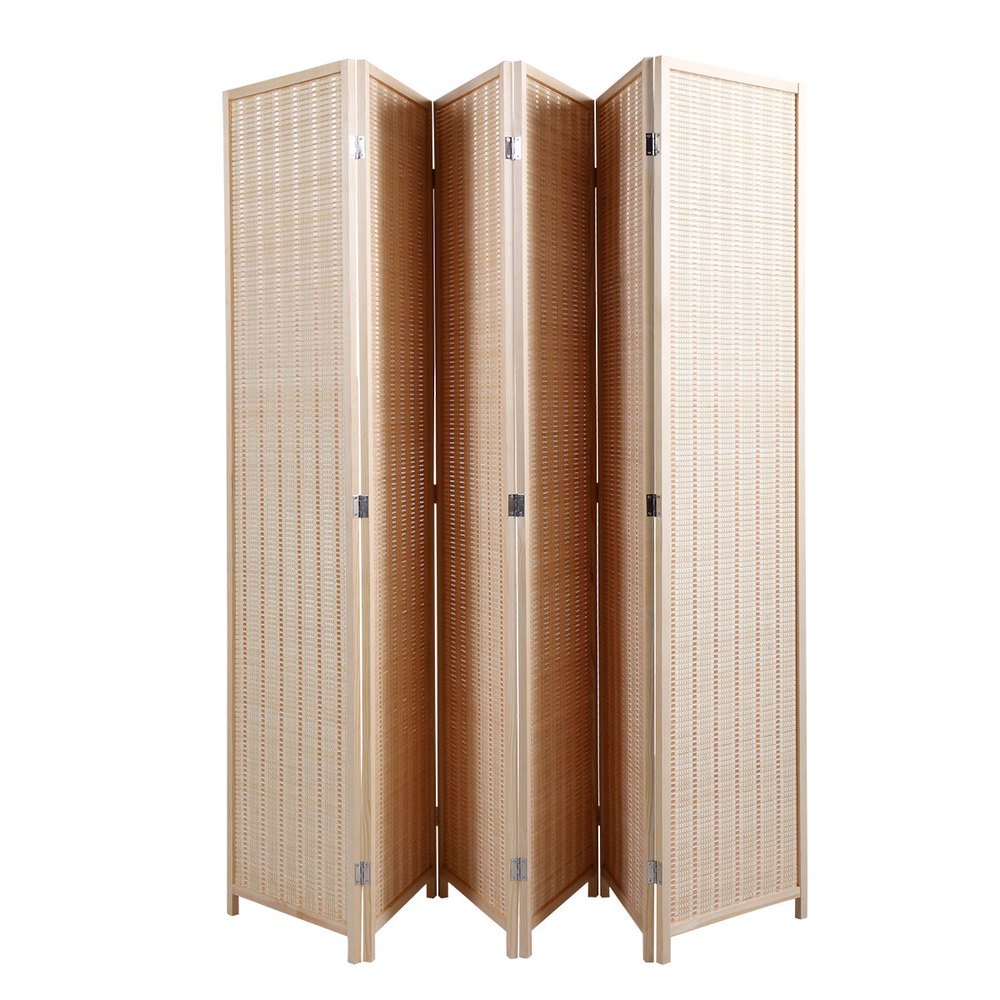 Hassch 6 Panel Privacy Screen Room Divider Partition 5.58 Ft Tall Privacy Wall Divider Folding Wood Screen, Natural - image 3 of 10