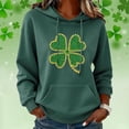 thumbnail image 2 of Chandails à Capuchon pour Femmes de la Saint-Patrick 2026 à Manches Longues avec Graphique de Trèfle et Poches, 2 of 5