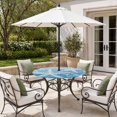 thumbnail image 2 of Round Outdoor Tablecloth with Umbrella Hole and Zipper, Gray Blue Starfish Tablecloth with Elastic Waterproof, Summer Coastal Nautical Ocean Classic Patio Table Covers for 45" - 54" Pool Tables, 2 of 9