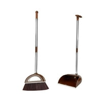 MERILER Brooms Indoor 180° Rotatable Standing Storage Buckle Type Broom and Dustpan Set with Scraping Teeth and Scraper Cleaning, Suitable for Home (1x Brooms and Dusts Pans Set)