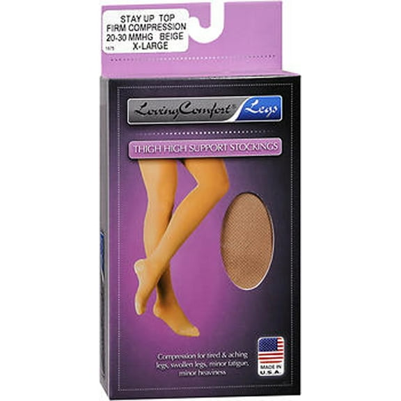 Loving Comfort Firm Compression Closed Toe Knee High Stockings, 20-30 mmHg, X-Large, Beige