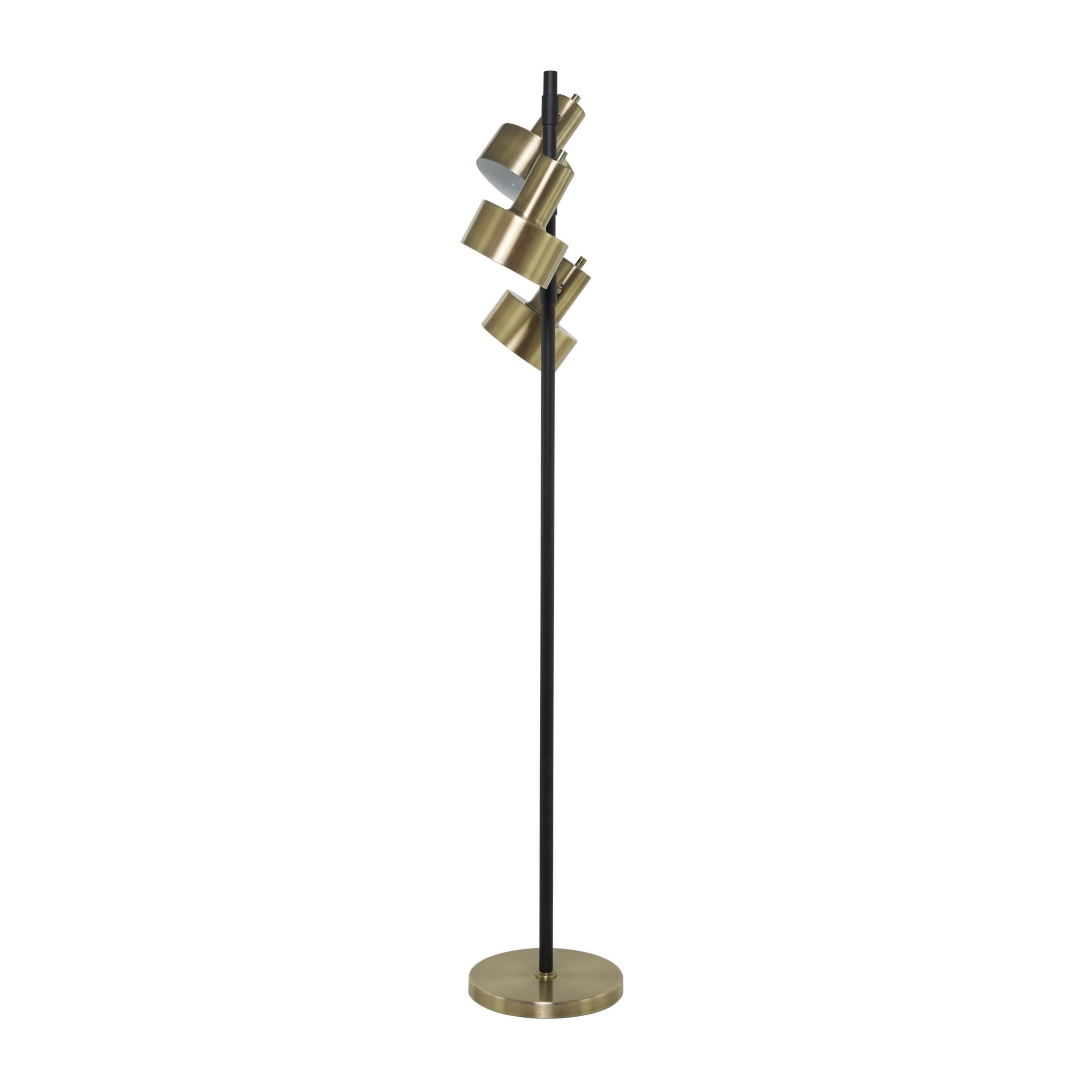 DecMode 67" 3 Light Gold Floor Lamp with Gold Metal Shade