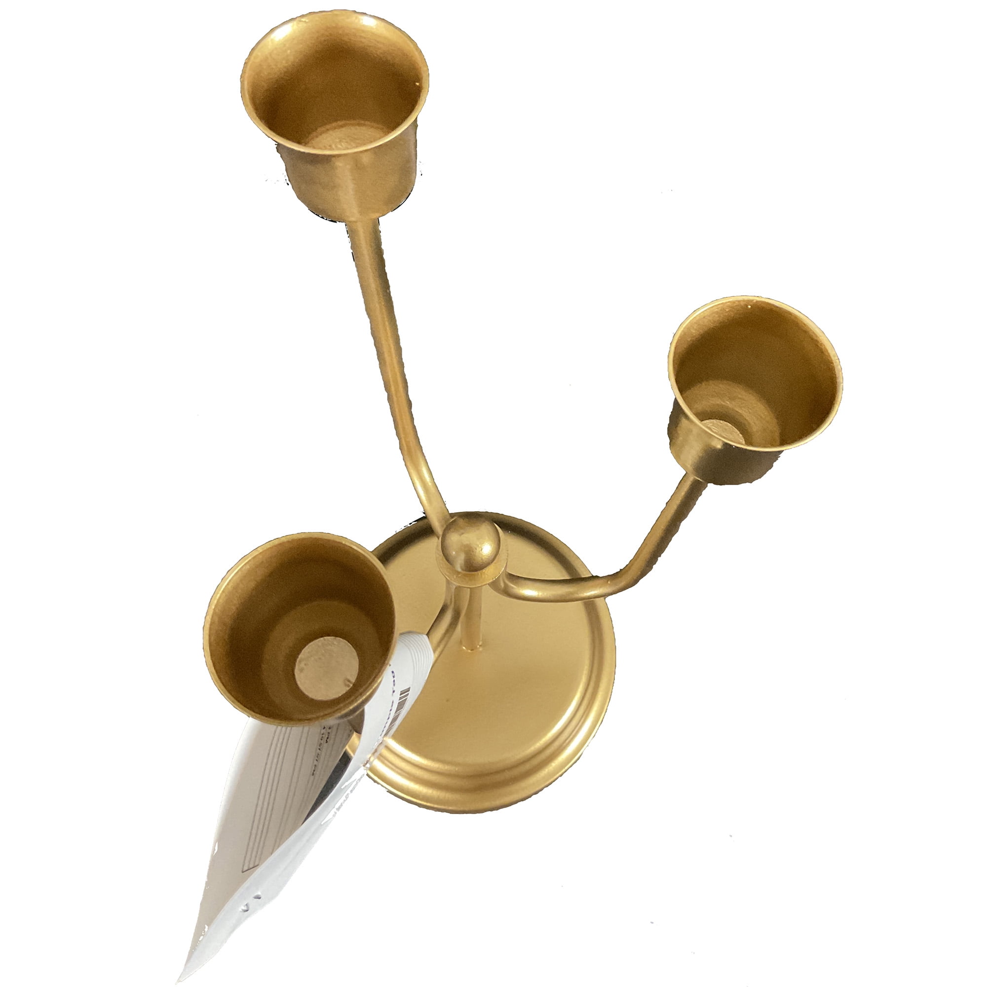 Home Decor Collection 3-Arm Gold Taper Candle Holder –  9"