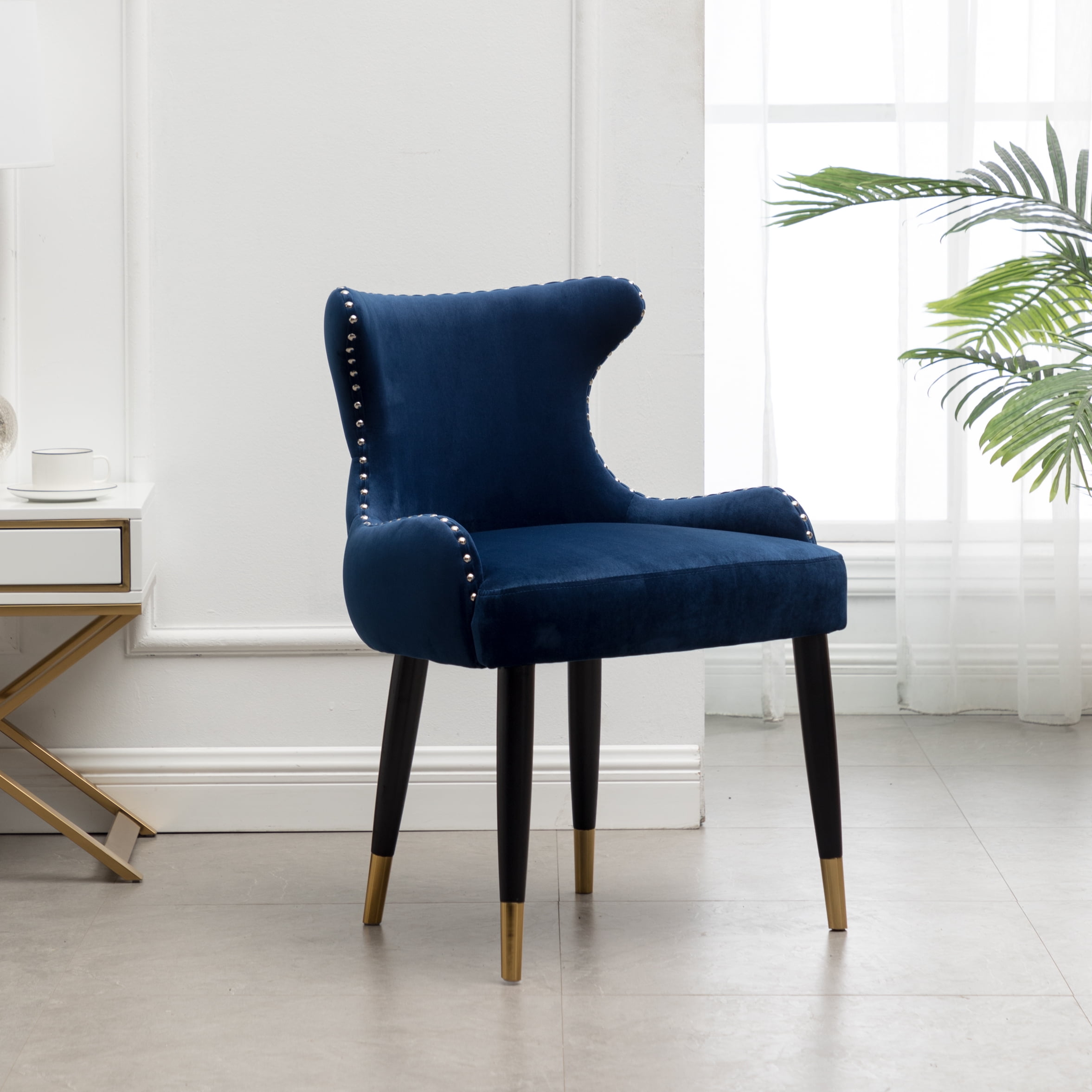 Lindale Contemporary Velvet Upholstered Nailhead Trim Accent Chair