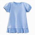 thumbnail image 3 of xaweyi Kids Girls Puff Sleeve Shirts Ruffled Hem Crewneck Tees Tops Toddler Summer Plain Soft Breathable Basic Shirt,Sizes 2-3 Years, 3 of 7