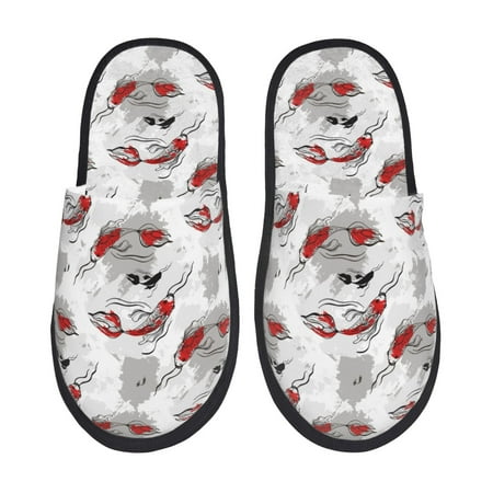 

Adobk Koi Fish Print Slippers Indoor Outdoor Retro Slippers House Soft Fluffy Slides Cushion Furry Slippers-Medium