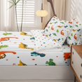 thumbnail image 5 of Homewish Cute Dinosaur Zipper Full Size Comforter Sets with Fitted Sheet and 2 Pillowcases,Colorful Polka Pots Zipper Bedding Set,White,Polkadot Reversible,4pcs, 5 of 8