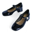 thumbnail image 2 of YDN Women's Lovely Low Chunky Heel Mary Jane Pumps Closed Toe Pearls Buckle Strap Shoes Daily Casual Dress Size 7 Blue, 2 of 4