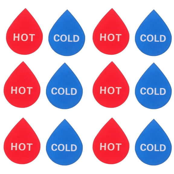 6 Pairs Label Sticker Sign Hot and Cold Water Labels