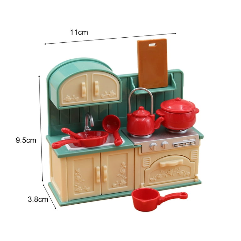 Hesroicy 1 Set Mini Kitchen Model Small Compact Realistic Simulated Creative Decorative Lightweight Boys Girls Role Play Doll House Kitchen Furniture