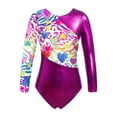 thumbnail image 3 of Miaeowve Kids Girls Long Sleeve Gymnastics Leotards Set Shiny Metallic Leotards with Shorts Headband Rose 10, 3 of 7