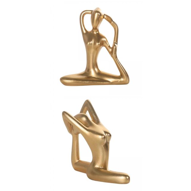 Figura de estatua de postura de yoga,Yoga Pose Estatua Estatuilla oro decoración del hogar,Resina Meditación Escultura Decoración ,Habitación escritorio Estante Estantería BLESIY Figura de estatua de postura de yoga
