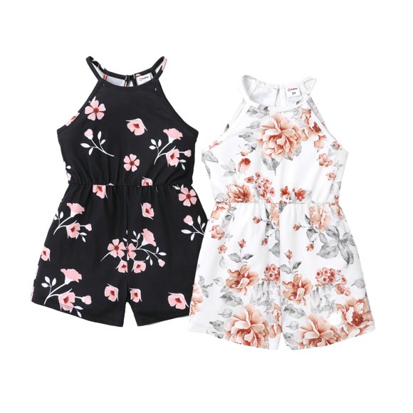 Conjuntos de Enteritos para Niñas PATPAT Talla 8-9 con Estampado Floral 2 Piezas