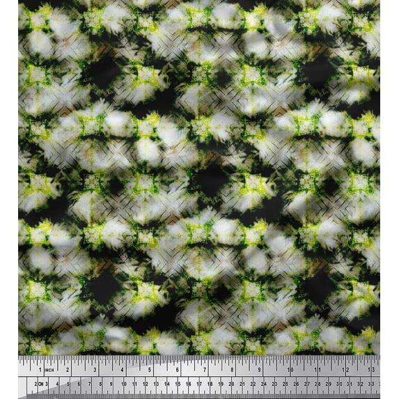 Soimoi Rayon Fabric Check Tie-Dye Printed Fabric 1 Yard 56 Inch Wide