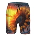 thumbnail image 4 of Yiaed Sunset Coast Sunflower Print Men's Swim Trunks with Lining Quick Dry Sports Shorts Beach Shorts Boardshorts-Medium, 4 of 5