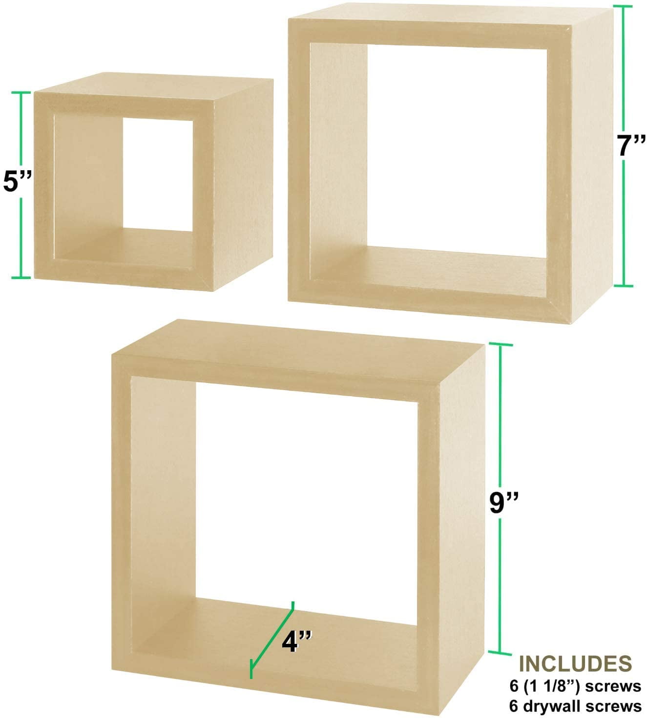 Buy Greenco Set of 3 Wall Mounted Cube Floating Shelves, Decorative