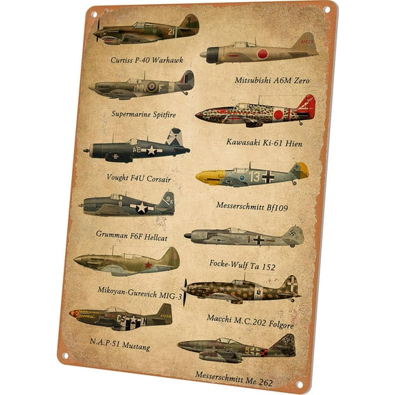 Vintage Aviation Airplane Decor WW Metal Signs 8x12 Inch