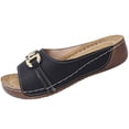thumbnail image 2 of Sandals for Women Summer Women's Slide Sandals Versatile Plus-Size Metal Buckle Shoes Comfortable Summer Slippers, Black-36, 2 of 8