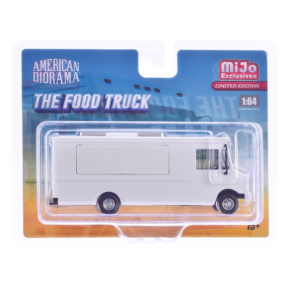Food Truck Plain White with Graphics 1/64 Diecast Model by American Diorama