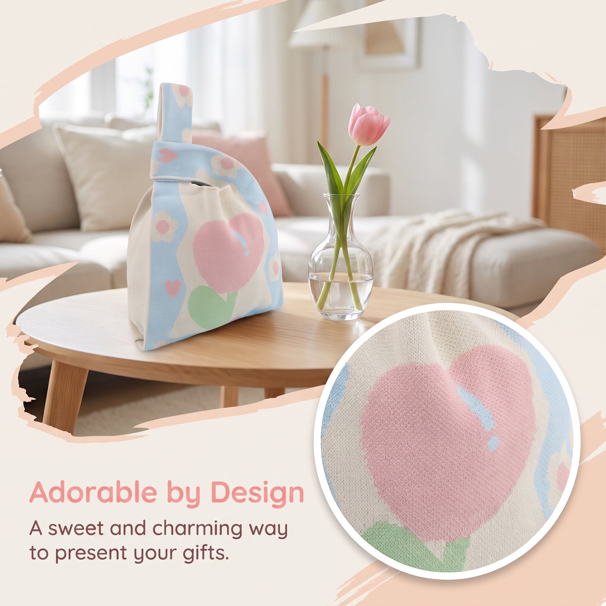 Unique Bargains Cute Cartoon Gift Bags with Handles for Parties 7.5" x 13.4" Blue Tulip