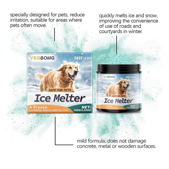 Pet-Safer Ice Melt Blend 100g, CMA Ice Melt Deicer Safe for Pets & Concrete, Fast Acting Snow Melt, Long Lasting Non Tracking Ice Melt for Driveways, Walkways & Roofs,snow salt ice melt pet safe