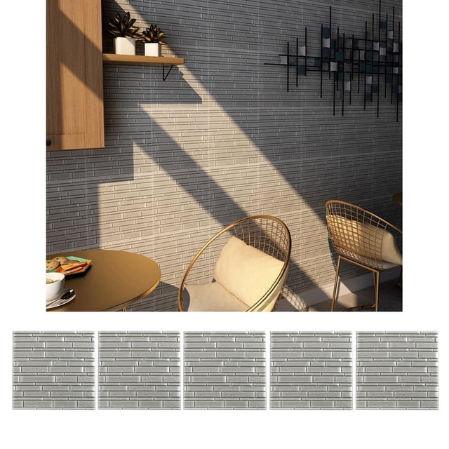 Ladrillos de Espuma de Imitación perfecl 5 Piezas Panel de Pared 3D Papel Tapiz para Pelar