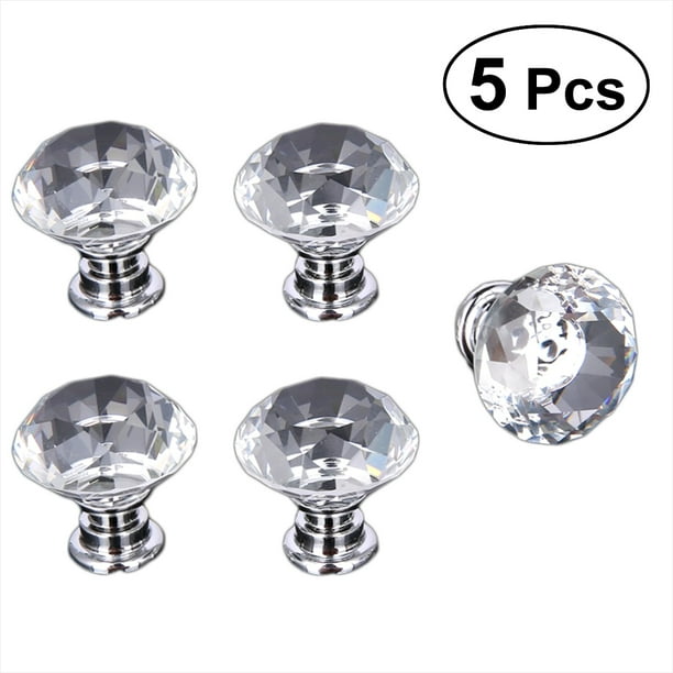 HOMEMAXS 5pcs Crystal Knobs Handle Diamond Zinc Alloy Drawer Knobs