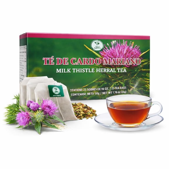 Cardo Mariano Tea (Milk Thistle Tea) – 100% Natural, Vegan | 25 Tea Bags