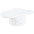 thumbnail image 3 of Irregular Coffee Table : 2 Drawers, Stools, Living Room Furniture, White , 38.2x26.4x14.6 Inches Design With Drawers & Room,, 3 of 6