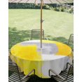 thumbnail image 2 of Yellow Grey Oil Painting Outdoor Tablecloth with Umbrella Hole, Abstract Modern Geometric Spillproof Waterproof Outdoor Table Cover, Patio Tablecloths for Party/Garden/Picnic, Round 54 inch, 2 of 9