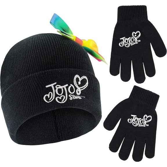 Nickelodeon Girls Winter Hat, Kids Gloves Set, Jojo Siwa Beanie For Ages 4-7