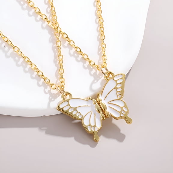 DESIGNICE 2 Pcs Best Friend Necklaces Magnetic Butterfly Matching Necklaces for Best Friends Long Distance Birthday Christmas Gifts